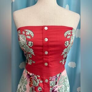 Strapless print mini dress